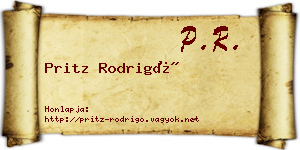 Pritz Rodrigó névjegykártya